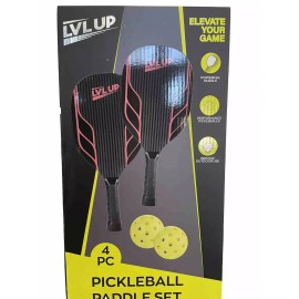 LVL UP 4 Piece Pickleball Paddle Set With Balls