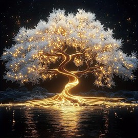 5D DIY Diamond Arts Colorful Painting Kit, Tree Pattern Diamond Arts Colorful Painting without Frame, Handmade Art Crafts for Home Decor - Size: Round 40x40cm, pattern: tree