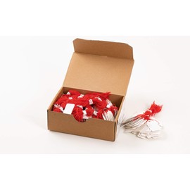 HERMA 6915 Hängeetiketten mit rotem Faden, 1000 Stück, 25 x 38 mm, Fadenlänge ca. 8 cm, große Karton Preisschilder Markierungsetiketten Anhänger zum Beschriften, weiß