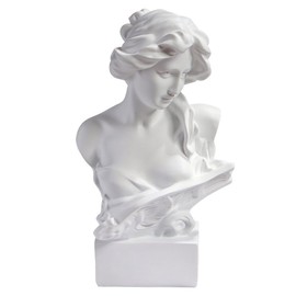 YUEOECOR 6.1Inch Greek Statue of Musical Goddess, Classic Roman Head Bust Greek Mythology Sculpture Living Room Home Art Décor (Goddess-6.1in)