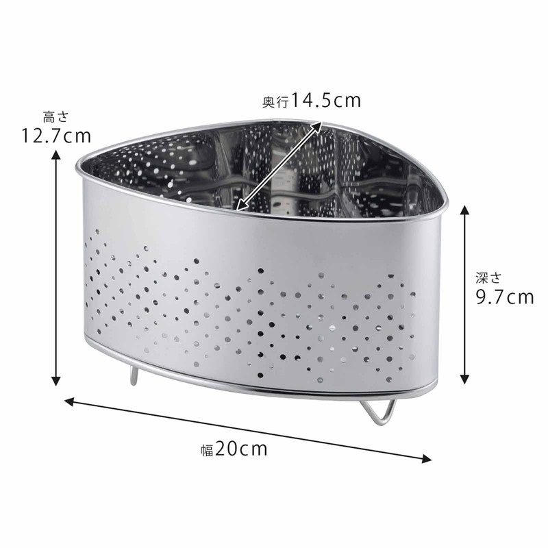 Shimomura 41778 Stainless Steel Legs, Antibacterial Triangle Corner, Silver