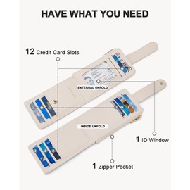 BOSTANTEN Slim Wallet Women RFID Blocking Card Holder Leather Bifold Wallet with Zipper Pocket Blue