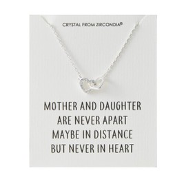Philip Jones Mother and Daughter Heart Link Necklace with Quote Card Created with Zircondia® Crystals