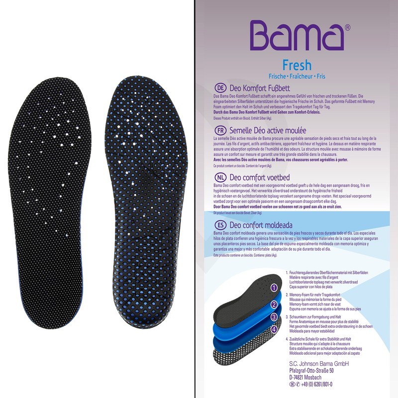Bama Deo Fußbett Einlegesohlen, Schwarz/farblos, 37 EU