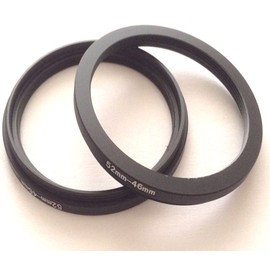 2x Metal 52-46mm Step Down Rings Screw Adapter Diameter D-SLR Photo Video Digital Camera Lens Connect-ing Size 52mm To 46mm Filter Circle Film Picture View Fix-ing Connector Focus Parts Accessory