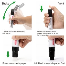 ZEYAR Paint Markers, Jumbo size, 15mm Felt Tip, Waterproof & Smear Proof Ink, Aluminum Barrel, Great on Paper, Plastic, Wood, Rock, Metal and Glass for Doodling (1 Black and 2 White)