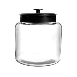 Anchor Hocking 1.5 Gallon Montana Glass Jar with Lid (pack of 1, black metal, dishwasher safe)
