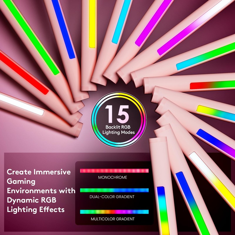 Quntis 20" Pink RGB Monitor Light Bar, 15 Gaming Backlight