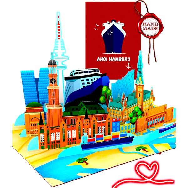 Liebessa - Hamburg 3D Pop Up Card, Handmade from High-Quality