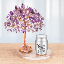 Kagrec Small Urn for Human Ashes Keepsake Crystal Tree of Life Cremation Mini Urn for Ashes Memorial