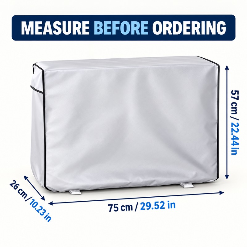 Silver 600D Oxford Outdoor Air Conditioner Cover, Full-Wrap Waterproof Weather
