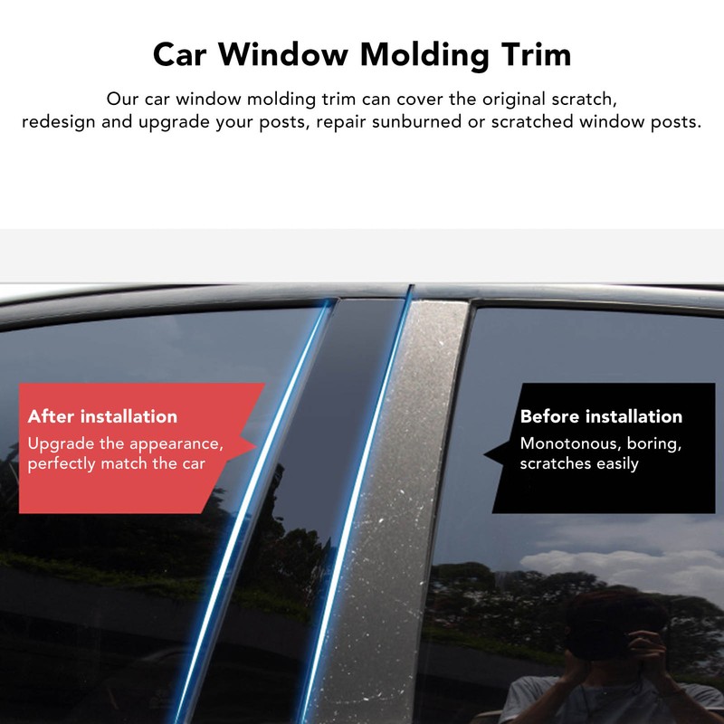 10Pcs Pillar Post Side Door Window Molding Trim Glossy Black