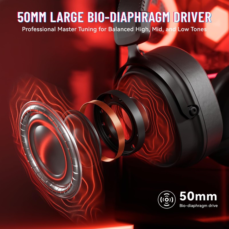 ATTACK SHARK L30 PRO Wireless Gaming Headset,7.1 Surround Sound, 50mm
