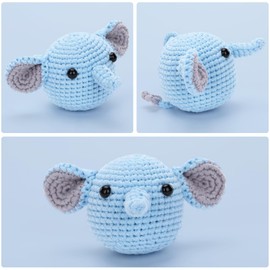CrochetBox Complete Crochet Kit for Beginners, Elephant Crochet Kit, Include Video Tutorial, Instructions, Soft Yarn