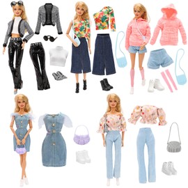 15 Pcs Doll Clothes and Accessories for 11.5 Inch Girl Doll Including 5 Set Doll Clothes with 5 Pairs of Shoes and 5 Other Accessories for 11.5 Inch Girl Doll