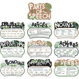 Outus 10 Pcs Parts of Speech Poster Grammar Poster Educational Grammar Cutouts Bulletin Board Set for Classroom Teachers Elementary Homeschool Essentials, 16.5 x 11.5 Inches (Fresh Colors,Plants)