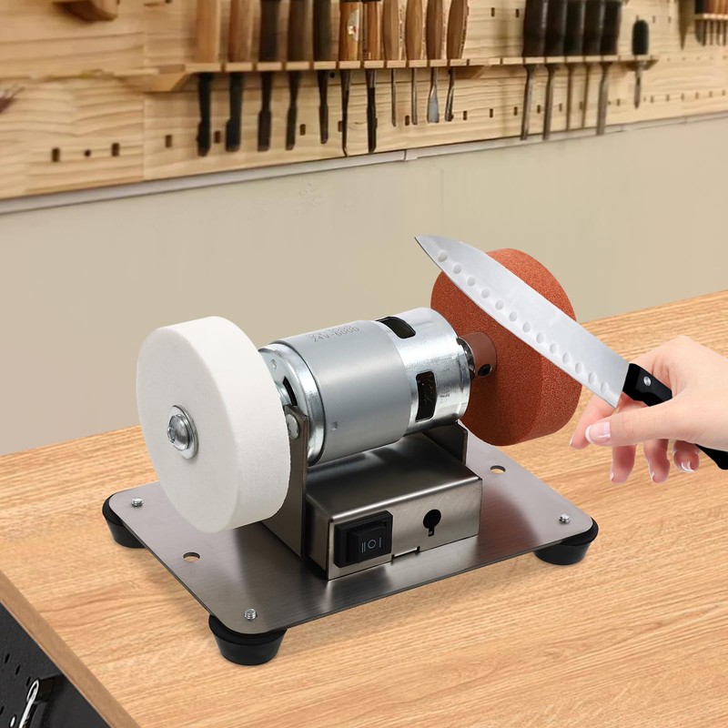 Small Grinder, 96W Electric Benchtop Sander with 2 Grinding Wheels