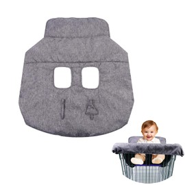 Shopping Cart Cover for Baby, Cotton High Chair Cover, Infant Grocery Cart Cushion Liner with Storage Pouch, Foldable, Machine Washable for Infant, Toddler, Boy or Girl. (Grey)
