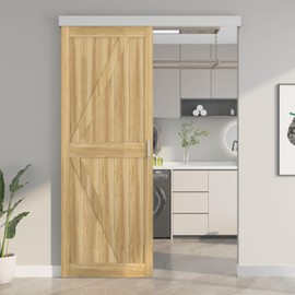 BARNSMITH 5FT Sliding Barn Door Hardware Track Kit with Door Handles Included, Low Clearance Aluminium Alloy Box Rail Barn Door Track, Sliding Door Hardware, Silvery (Door Panel No Indued)