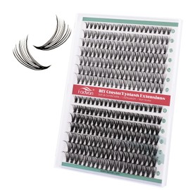 FADVAN Lash Extension 280pcs C Curl 20D+40D Cluster 9-16mm Mixed Individual Cluster Lashes (20D+40D 9-16mm and Under Eyelashes)