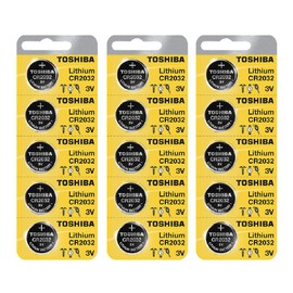 Toshiba CR2032 Battery 3V Lithium Coin Cell (15 Batteries)