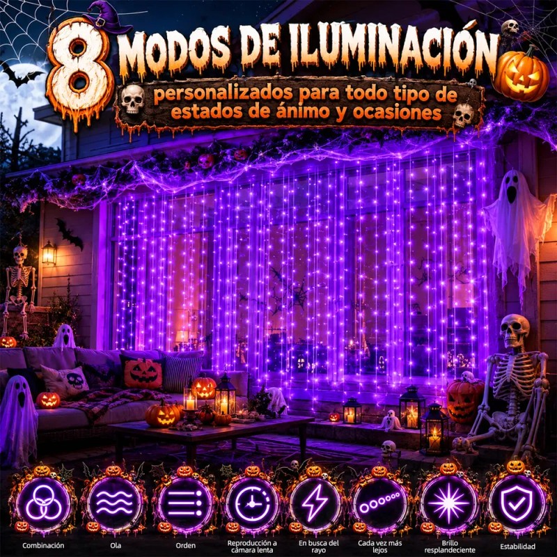 ASVEL - 2 Pcs 5v Cortinas Serie Luces 300 Led