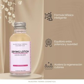 Nuestra Tierra Cosmética Loción Secante para Cutis Acnéico, Tratamiento con Ácido Salicílico, 35ml