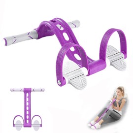 Pedal Resistance Band, Multifunction Yoga Workout Equipment, Sit-up Exercise at Home Gym Natural Latex Tension Rope Fitness Equipment, for Abdomen/Waist/Arm/Leg Stretching Slimming Training (Purple)
