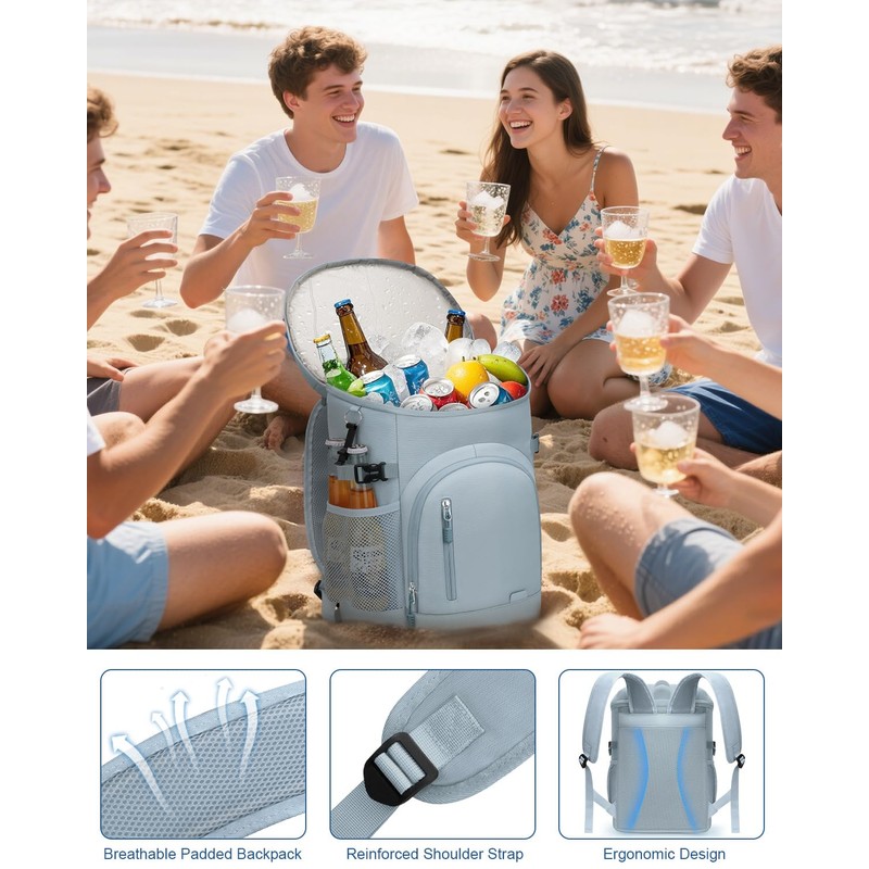 Pritent Cooler Backpack Insulated Waterproof,30 Cans Backpack Coolers Leakproof Lunch