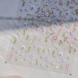 5D Embossed Flower Nail Art Stickers Spring Summer Nail Decals Self Adhesive Willow Flowers Stickers for Nail Art Floral Nail Design for Women and Girls Spring Summer DIY Supplies