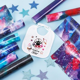 Tintnut Galaxy Heat Transfer Vinyl - 10 Sheets Bundle 10x12 Inch Stardust Starry Sky Background HTV Iron on Vinyl Watercolor Clouds Patterned for DIY T-Shirts Hats Coats Handbags Pillow Crafts