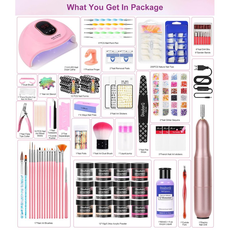 Acrylic Nail Art Kit-Nail Art Manicure Set Acrylic Powder Brush