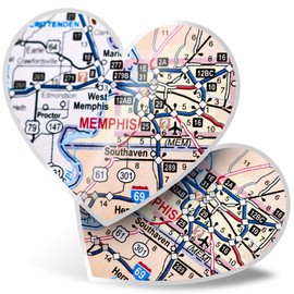 2 x Heart Vinyl Stickers 15 cm - Memphis Tennessee America USA Travel Map 45707