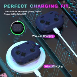 RFUNGUANGO for AirPods Pro 2nd /1st Generation Case Cover with Keychain,Game Player Design for Kid Men and Women, Soft Silicone Case for AirPods Pro Gen 2/1(2023/2022/2019) Charging Case-Purple