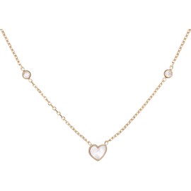 Juego de Collar y Pulsera con Dije de Corazón en Madre Perla y Circonia – Acero Inoxidable 316L con Chapa de Oro – Elegancia para Toda Ocasión