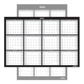 WallDeca Large Annual 2022 Erasable Laminated Wall Calendar, Jan 2022 - Dec 2022, 24 x 36 Inch, 2-Sided Reversible Vertical/Horizontal, Mounting Tape Included (Jan 2022 - Dec 2022)