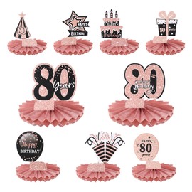 sourcing map 80th Birthday Decoration Centerpieces for Tables Decorations Table Toppers for Men and Women Birthday Party Decoration Supplies (Red + Gold Tone)