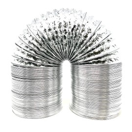 GROWDOTS 8 Inch 25 Feet Non-Insulated Flex Air Aluminum Foil Ducting Dryer Vent Hose for HVAC Ventilation with Two Stainless Steel Clamps