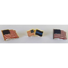 3 American Flag Lapel Pins Blue Line Patriotic Back the Blue USA