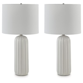 Signature Design by Ashley Clarkland Contemporary 24 Inch Ceramic Table Lamp, Set of 2, White