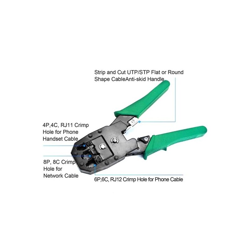 LinaLife RJ45 Crimp Tool Kit Pass Thru Cat5 Cat5e Cat6
