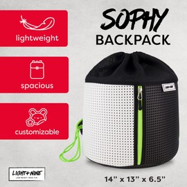 Light + Nine Uber Cool 'Sophy' Drawstring Bag -Fast Drying Lightweight Backpack for Girls, Sports Bag for Teens, Gym Bag (Multi Green)