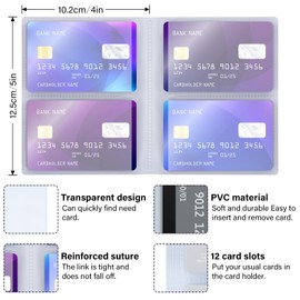 DEEZOMO Plastic Wallet Insert for Credit Card Set of 4, Men & Women Wallet Insert Credit Card 6/7/12 Card Slots Transparent for travel，work, Clear Minimalist 12 Card, 4 Pack-minimalist 12 Card