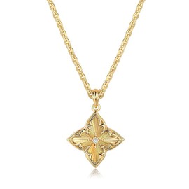 Kabwea 1 Piece 14K Gold Plated Necklace Pendant with Four-Leaf Clover, Jewellery, Necklace Women, Chain Women