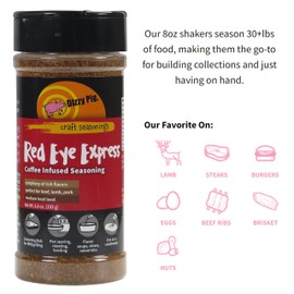 Dizzy Pig Red Eye Express Coffee-Infused Seasoning Rub (8oz Shaker) - Seasons 30+lbs of Food - Hand Made in the USA - MSG Free, Gluten Free