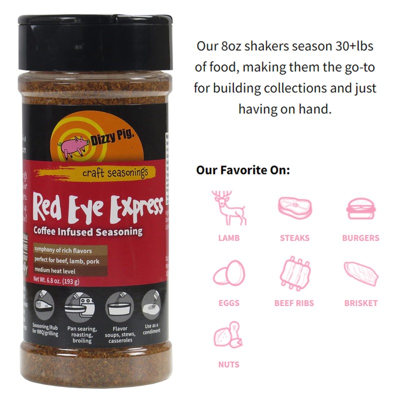 Dizzy Pig Red Eye Express Coffee-Infused Seasoning Rub (8oz Shaker)