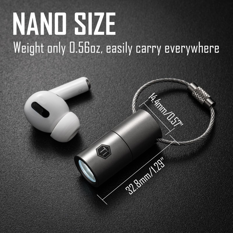 KeyUnity KF03 Titanium Nano Torch, LR44 Button Cell 100 Lumen