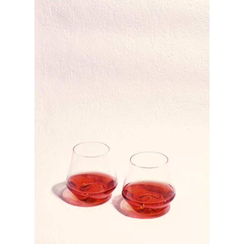 Sempli Monti Rosso Stemless Wine Glasses Set of 2 -
