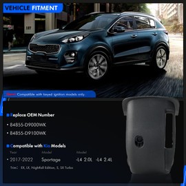 RHAOCZIYAUTO Upgrade 84855-D9000WK Steering Column Lower Ignition Shroud with Key Start Hole Fit for Kia Sportage 2016-2022 Lower Clmn Cover Bezel Replace# 84855D9000WK, 84855-D9100WK, Black