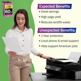 Mirone Remanufactured Ink Cartridge Replacement for HP 60XL 60 XL for Envy 100 110 120 Photosmart c4680 c4780 c4795 d110 Deskjet f4440 d2680 f2430 f4280 f4480 f4580 Printer 1C Color